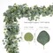 2 PCS Artificial Eucalyptus Garland 5.9FT Faux Silver Dollar Greenery Garland Vines with White Flower Boxwood Fake Hanging Plants for Wedding Home Party Table Mantle Wall Decor